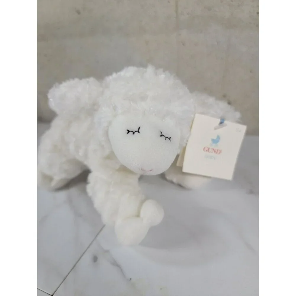 Baby Gund WINKY Lamb Sheep White Stuffed Plush Animal Toy Rattle #58133 8” Lovey